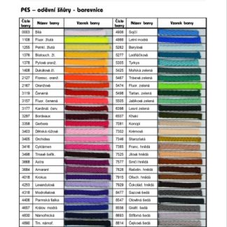 barevnice polyesterových šňůr (PES)